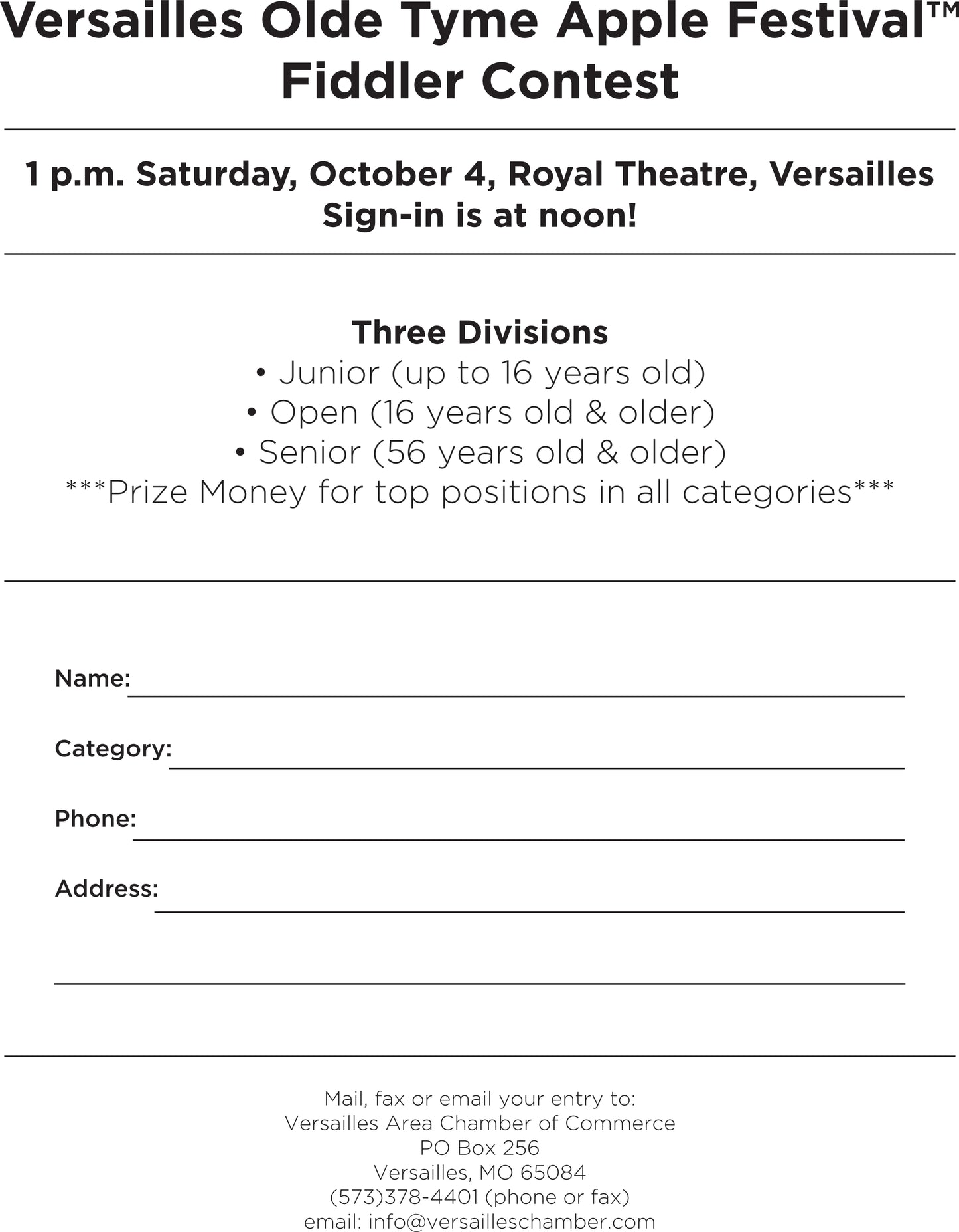 The Versailles Olde Tyme Apple Festival™ Fiddler's Contest