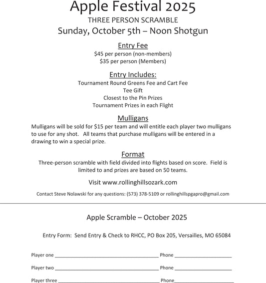 The Versailles Olde Tyme Apple Festival™ Golf Scramble